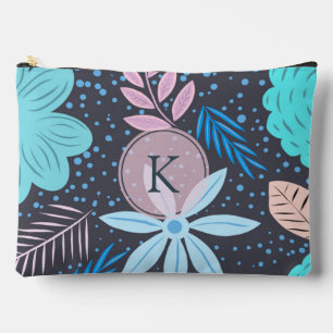 Pochette À Accessoires Monogramme rose Motif moderne Big Blue Flower