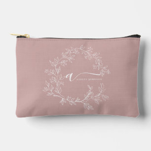 Pochette À Accessoires Monogramme rose pâle Nom de la fille Script