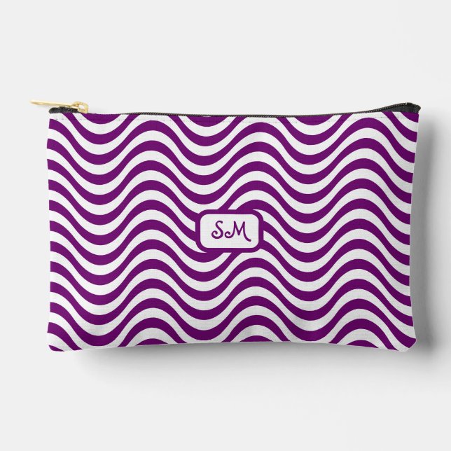 Pochette À Accessoires Monogramme violet blanc ondulée rayures psychédéli (Recto)