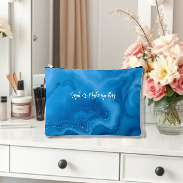 Pochette À Accessoires Moonstone Blue (Moonstone Blue Cosmetic Bag, For her, personalized bag for her, summer, modern abstract)