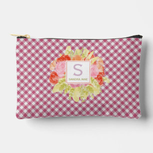 Pochette À Accessoires Motif à carreaux gingham rouge magenta élégant