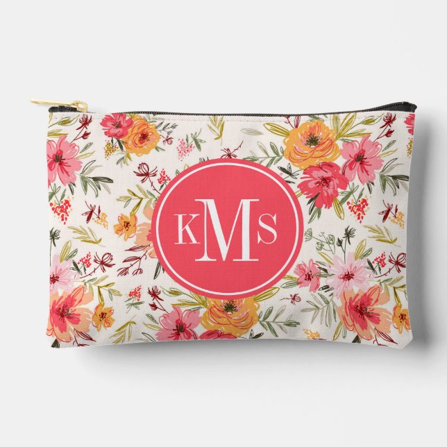 Pochette À Accessoires Motif à fleurs Orange Doodle Garden (Recto)