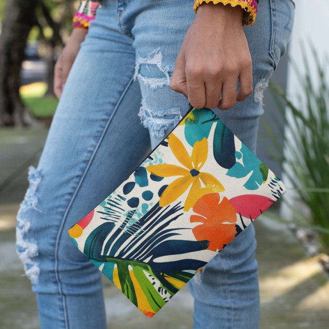 Pochette À Accessoires Motif Abstrait Tropical Ziphed Pouch (Créateur téléchargé)
