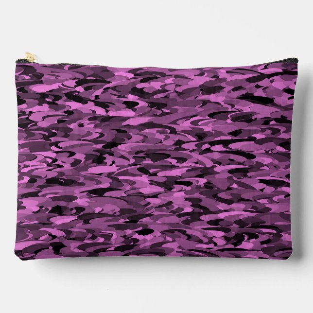 Pochette À Accessoires Motif Abstrait Violet Noir Grand (Recto)