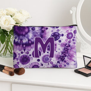 Pochette À Accessoires Motif artistique de cercles en batik rose violet p