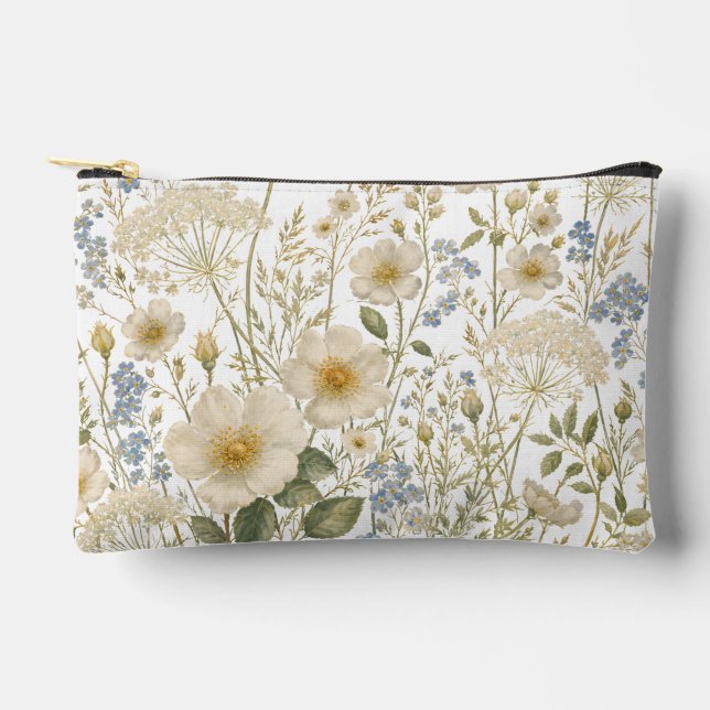 Pochette À Accessoires Motif botanique de fleur sauvage vintage (Recto)
