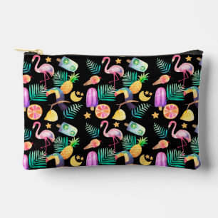 Pochette À Accessoires Motif d'ananas aux oiseaux tropicaux