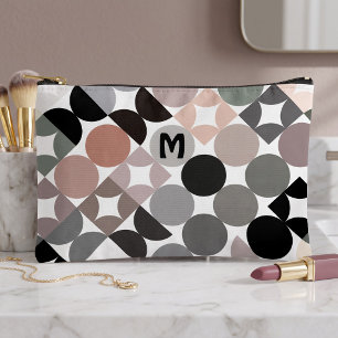 Pochette À Accessoires Motif d'art abstrait beige gris noir personnalisé