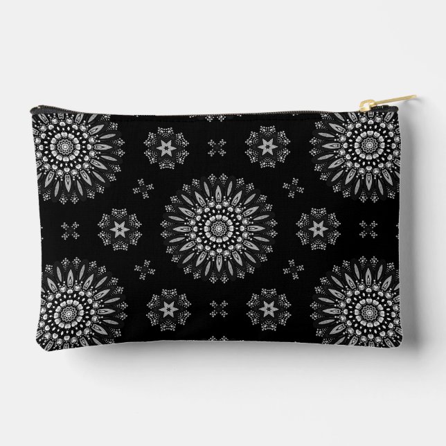 Pochette À Accessoires Motif d'art moderne élégant noir et blanc (Verso)
