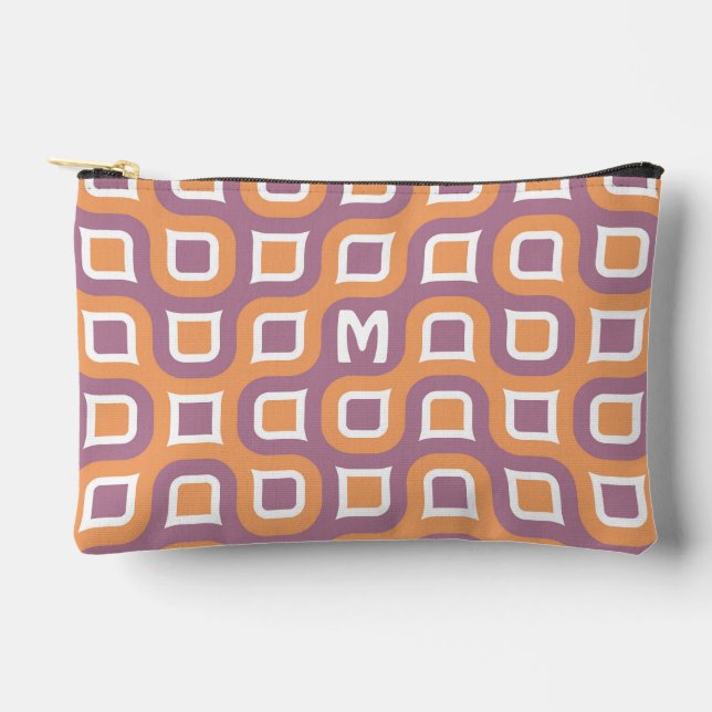 Pochette À Accessoires Motif d'art violet blanc orange du milieu du siècl (Recto)