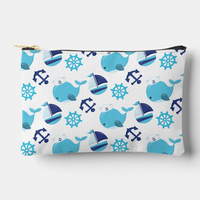 Pochette À Accessoires Motif De Baleines, Beaux Baleines, Baleines Bleues (Recto)