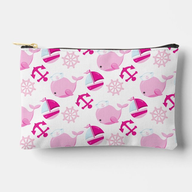 Pochette À Accessoires Motif De Baleines, Beaux Baleines, Baleines Roses (Recto)