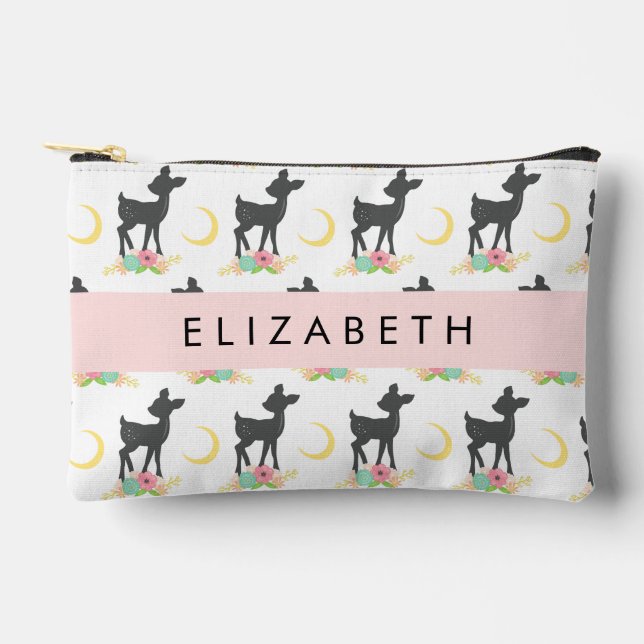 Pochette À Accessoires Motif de cerfs, Cerf de bébé, Boho, Fleurs, Votre  (Recto)
