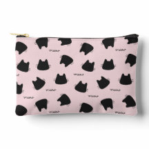 Motif de chat noir mignon Kitty rose Miaou