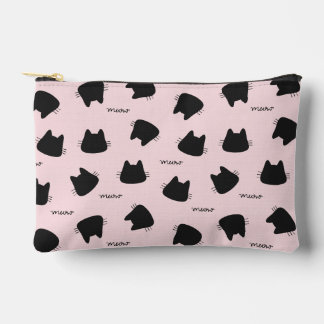 Pochette À Accessoires Motif de chat noir mignon Kitty rose Miaou
