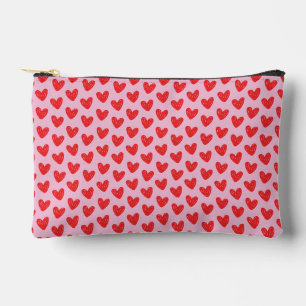Pochette À Accessoires Motif de cœurs gribouillés dessinés à la main en r