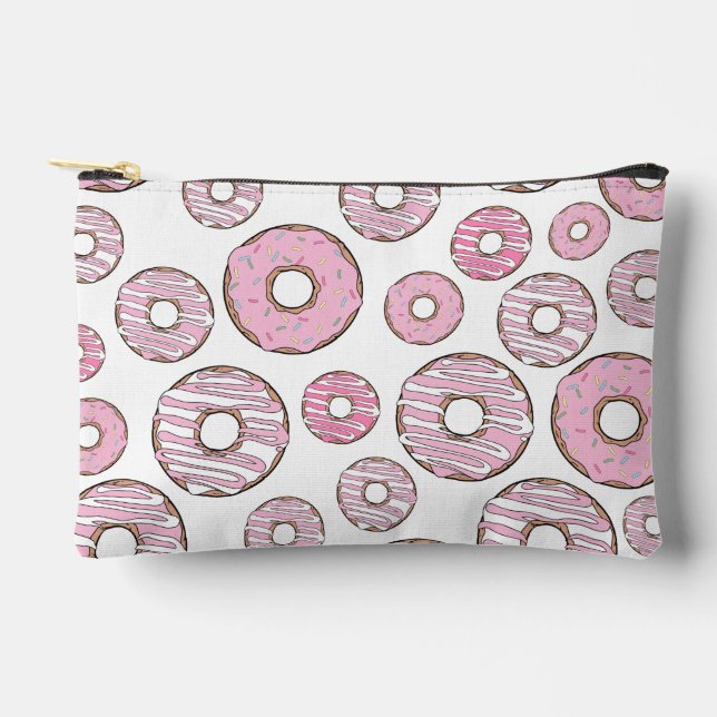 Pochette À Accessoires Motif De Donuts, Donuts Roses, Saupoudrages (Recto)