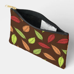 Pochette À Accessoires Motif De Feuilles, Feuilles Colorés, Feuilles D'Au