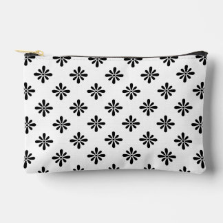 Pochette À Accessoires Motif de fleur abstraite en noir et blanc