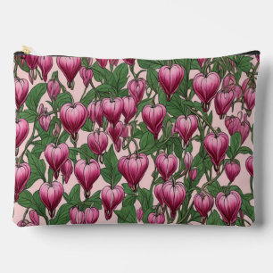 Pochette À Accessoires Motif de fleur de coeur à saignement rose