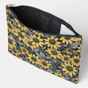 Pochette À Accessoires Motif de fleur Suzanne jaune à oeil noir