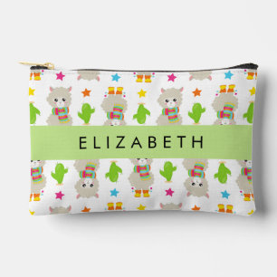 Pochette À Accessoires Motif De Llamas, Alpacas, Cactus, Votre Nom
