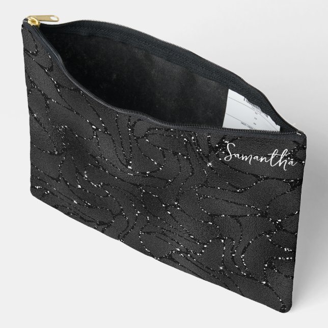 Pochette À Accessoires Motif de luxe Éperviers noir et blanc (Ouvrir)