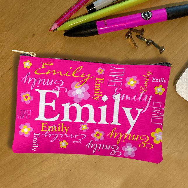 Pochette À Accessoires Motif de nom rose jaune crayon ou (Créateur téléchargé)