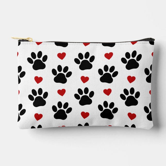 Pochette À Accessoires Motif De Pâtes, Pâtes De Chien, Pâtes Noires, Coeu (Recto)