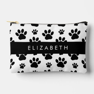 Pochette À Accessoires Motif de patte, Pattes de chien, Noir et blanc, Vo