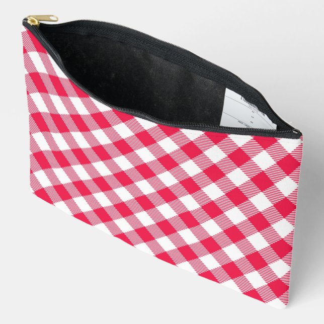 Pochette À Accessoires Motif de pays En vichy rouge classique (Ouvrir)