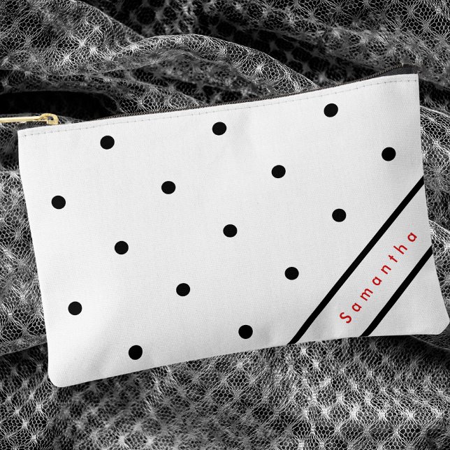 Pochette À Accessoires Motif de points de Polka Noir (Créateur téléchargé)