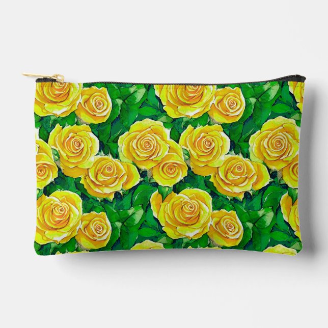 Pochette À Accessoires Motif de Rose d'aquarelle jaune (Recto)