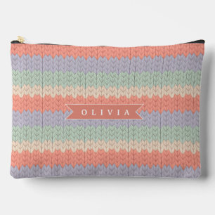 Pochette À Accessoires Motif de tricot pastel scandinave personnalisé nom