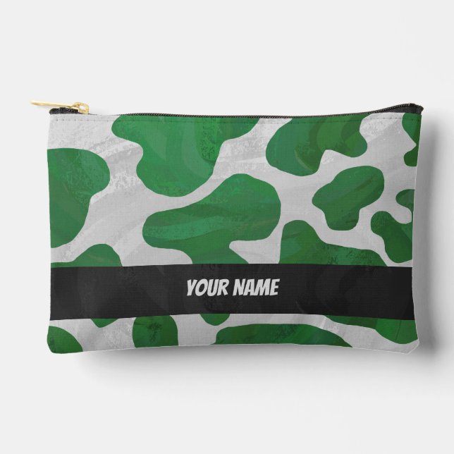Pochette À Accessoires Motif de vache verte et blanche (Recto)