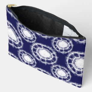 Pochette À Accessoires Motif des cercles Shibori bleu et blanc