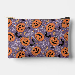 Pochette À Accessoires Motif d'Halloween violet Jack-O-lanterne