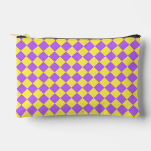 Pochette À Accessoires Motif diamant à carreaux jaune violet petit