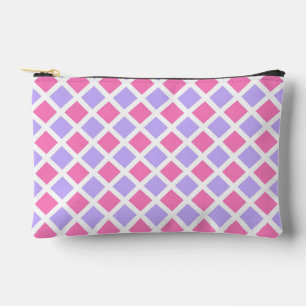 Pochette À Accessoires Motif diamant à carreaux rose violet petit