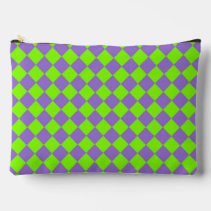Pochette À Accessoires Motif diamant à carreaux vert violet grand
