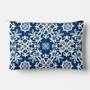 Pochette À Accessoires Motif d'ornement Boho en blanc-bleu vintage