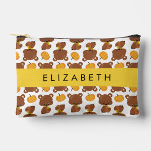 Pochette À Accessoires Motif D'Ours, Mignons Ours, Citrouille, Votre Nom