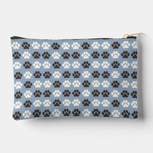 Pochette À Accessoires Motif Empreinte de Patte Argent Bleu