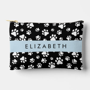 Pochette À Accessoires Motif Empreintes de Patte, Pattes de Chien, Noir e