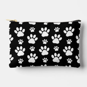 Pochette À Accessoires Motif, Empreintes de pattes, pattes de chien, noir