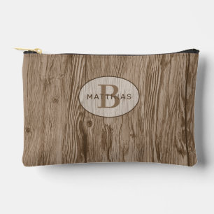 Pochette À Accessoires Motif en bois foncé Brown Tan beige