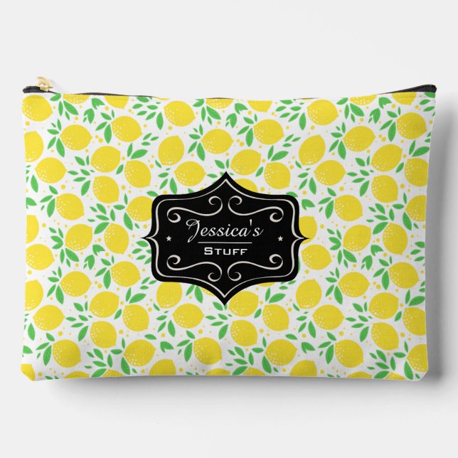Pochette À Accessoires Motif en feuille de citron doux personnalisé (Recto)