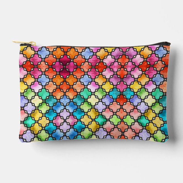 Pochette À Accessoires Motif en mosaïque arc-en-ciel (Recto)