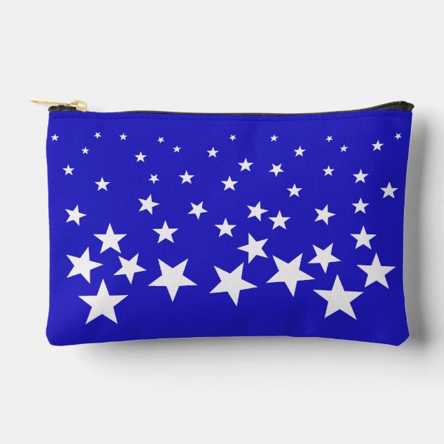 Pochette À Accessoires Motif étoile blanche sur arrière - plan bleu petit (Recto)
