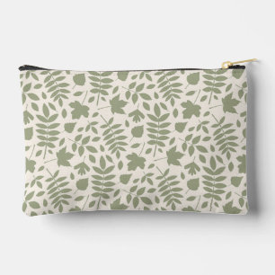 Pochette À Accessoires Motif Feuille déchiré vert sur crème